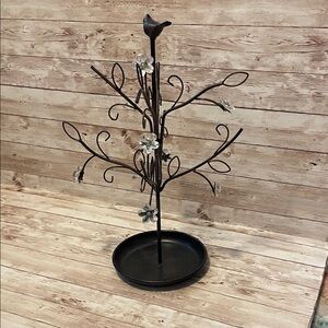 Black Jewelry Tree Stand with Clear Flower Accents